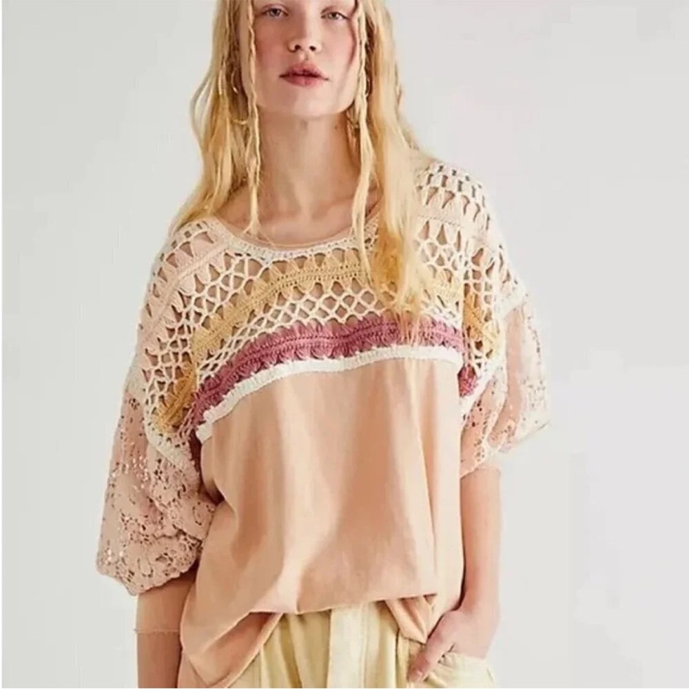 Free People High Hopes Crochet Tee